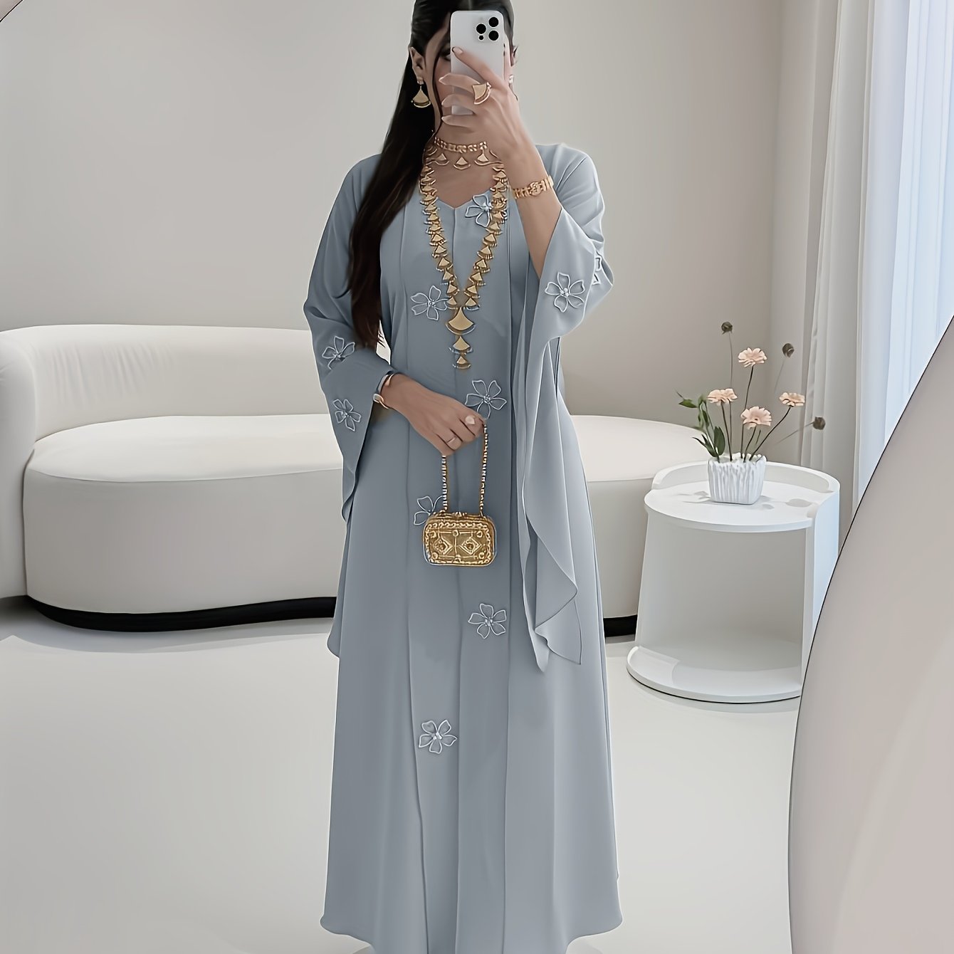 Lace-Trimmed Abaya