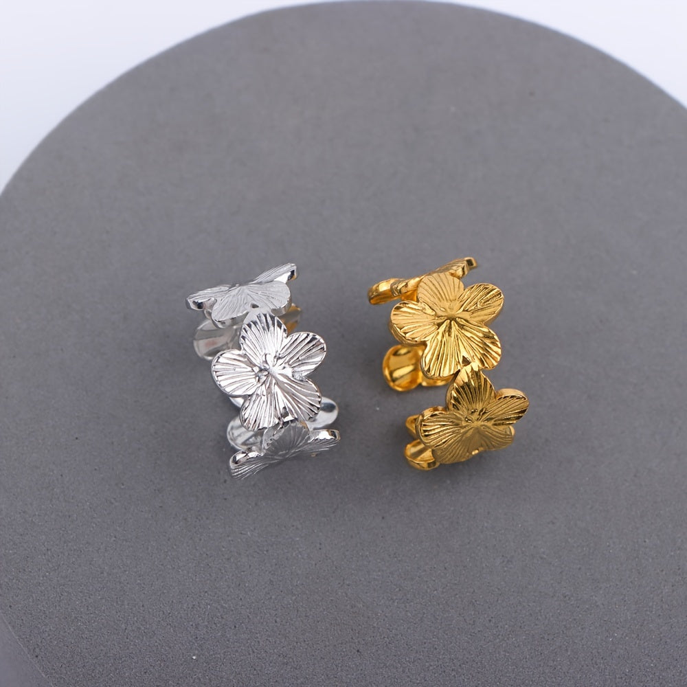 Ring with Chic Floral & Butterfly Design
