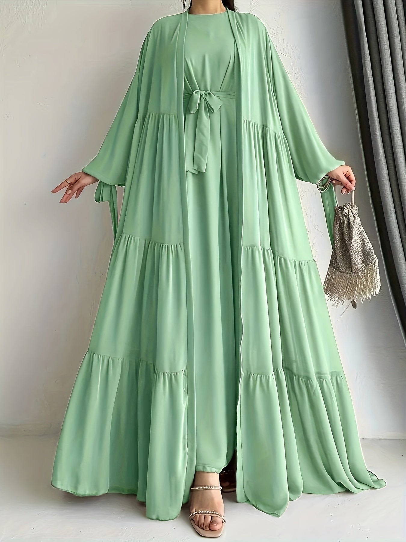 Elegant Chiffon Abaya Set
