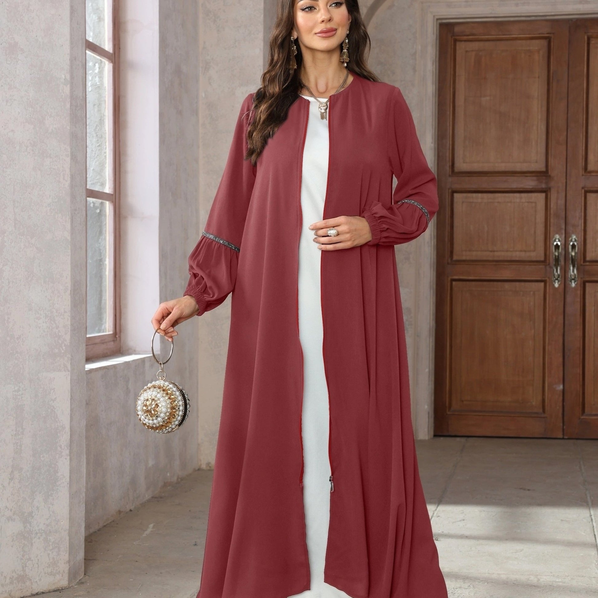 Elegant Rhinestone Embellished  Abaya