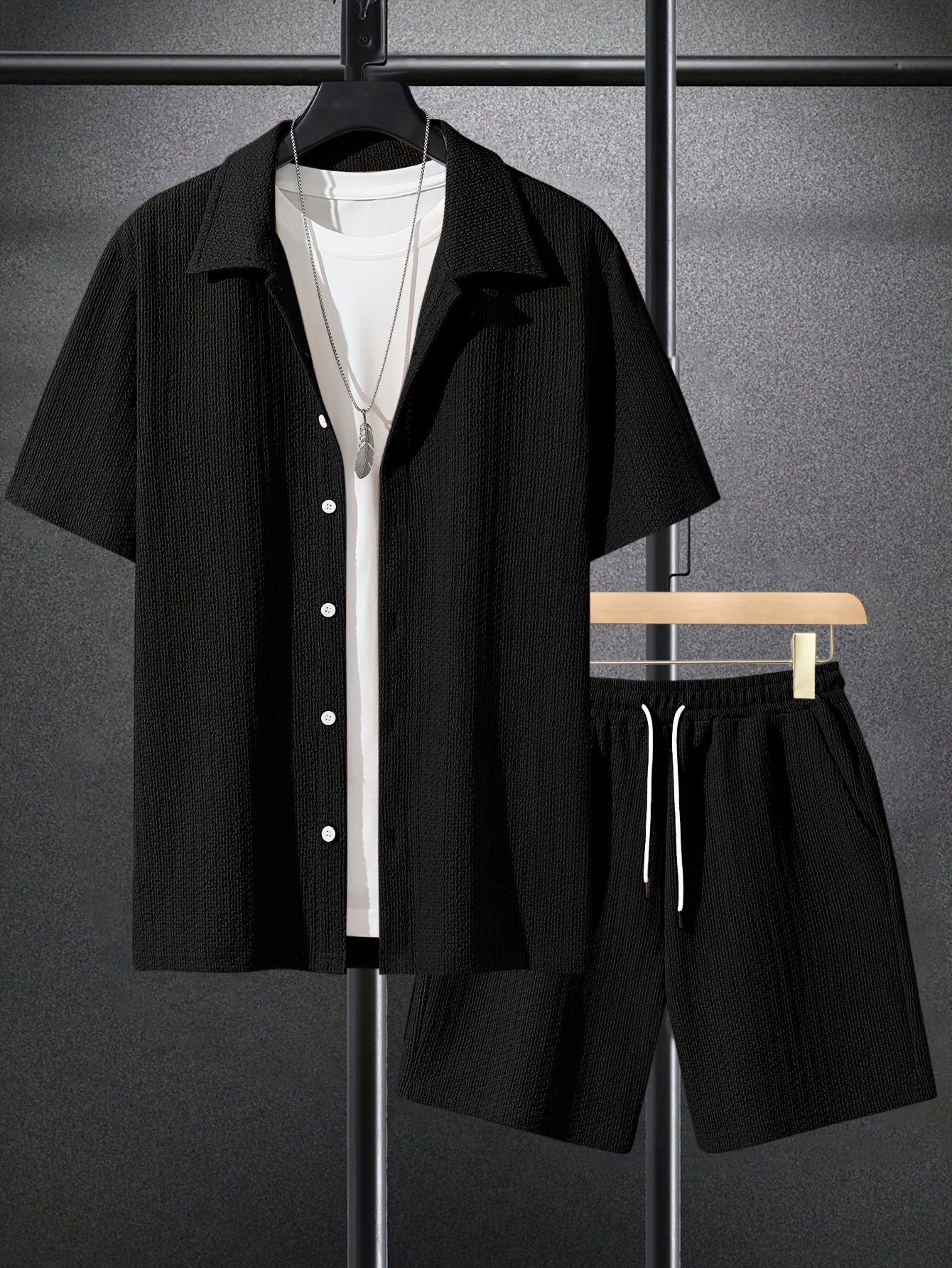 Men'S Casual Short Sleeve Shirt Set