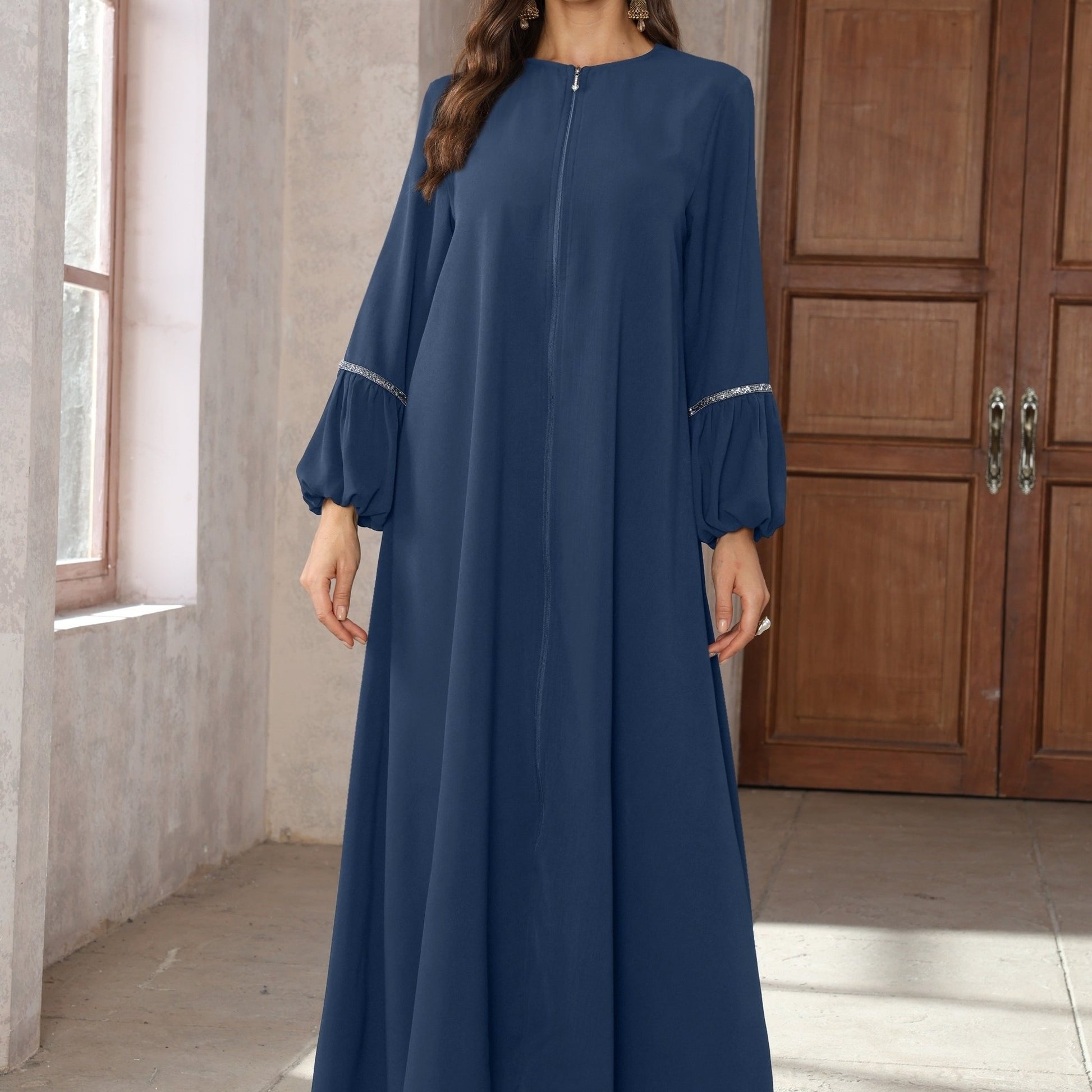 Elegant Rhinestone Embellished  Abaya