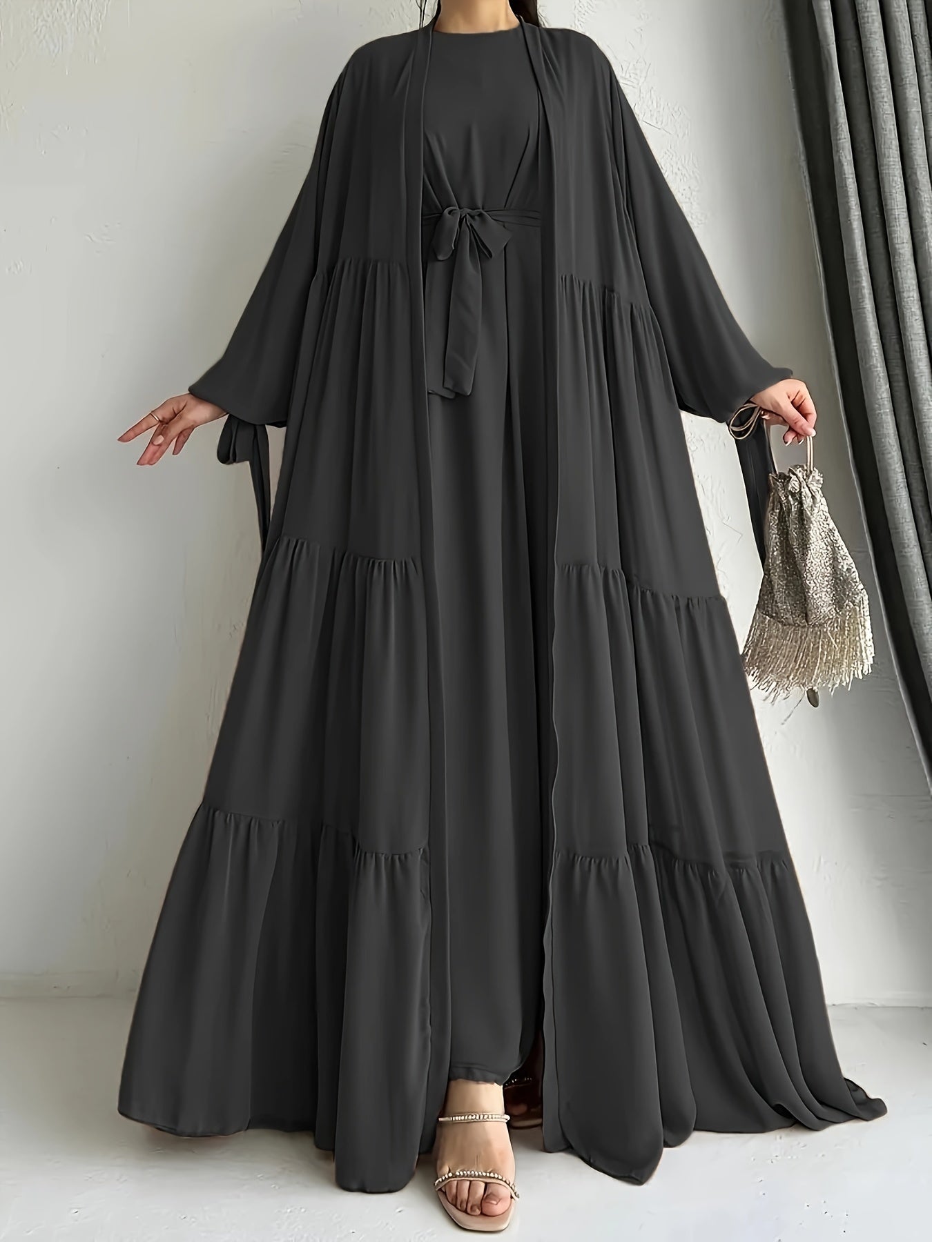 Elegant Chiffon Abaya Set