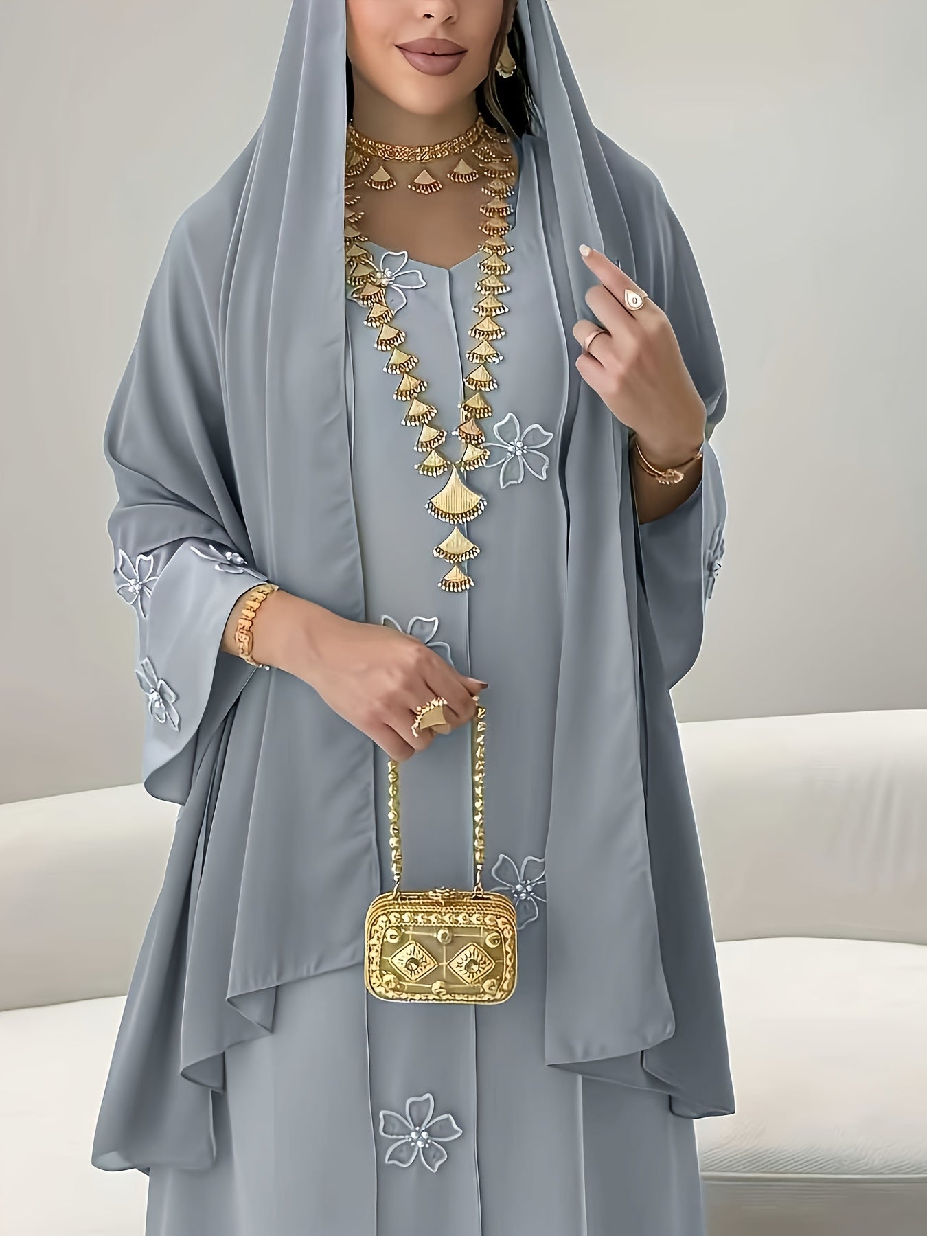 Lace-Trimmed Abaya