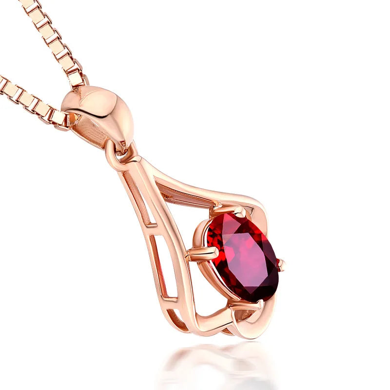 Retro Necklace Silver 925 Jewelry Oval Shaped Ruby Gemstone Pendant Accessories for Women Wedding Engagement Promise Party Gift