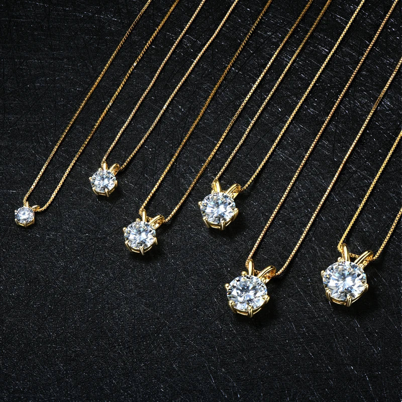 RAPRGOLD Certified 0.5-5ct Moissanite Pendant Necklaces S925 Sterling Silver Solitaire Necklace Chains For Women Jewellry Gifts