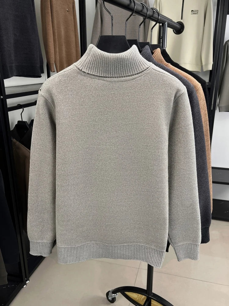 High end brand plush warm men's pullover knitted high neck comfort casual designer luxury pony embroidery fashion Paul sweater