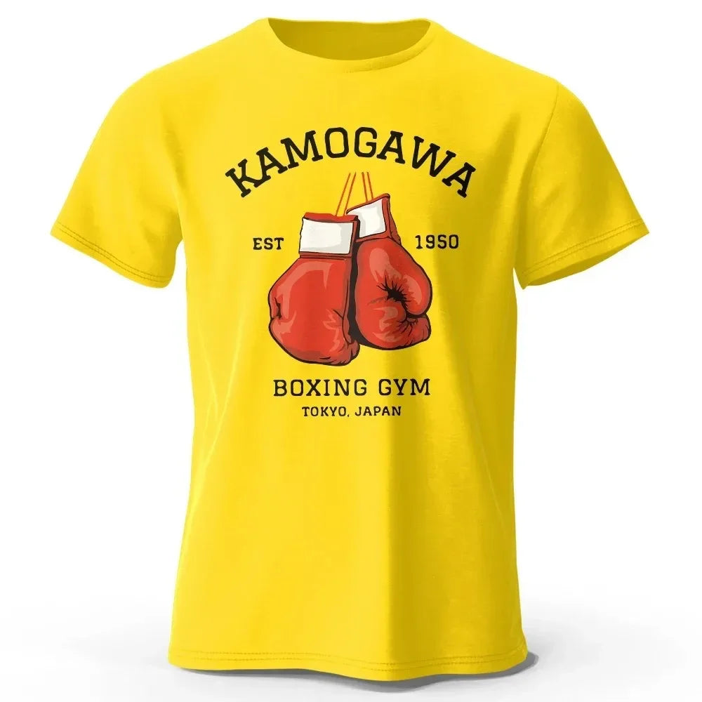 Streetwear Men Hajime No Ippo Printed Pure Cotton Vintage GYM Men's T-Shirt for Men Women Tops Funny Manga Kamagowa Boxing Gym