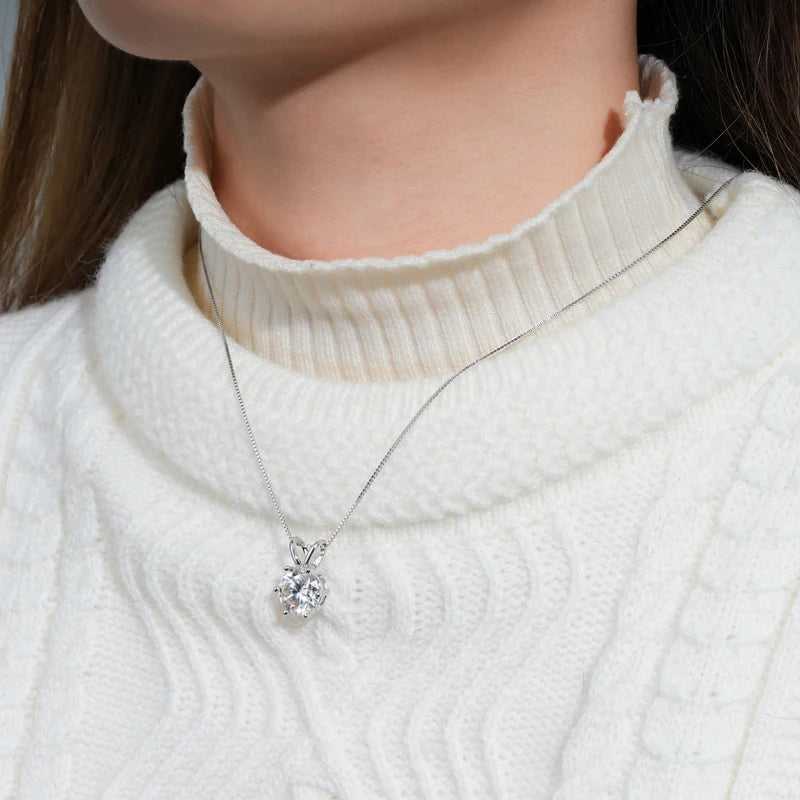 RAPRGOLD Certified 0.5-5ct Moissanite Pendant Necklaces S925 Sterling Silver Solitaire Necklace Chains For Women Jewellry Gifts