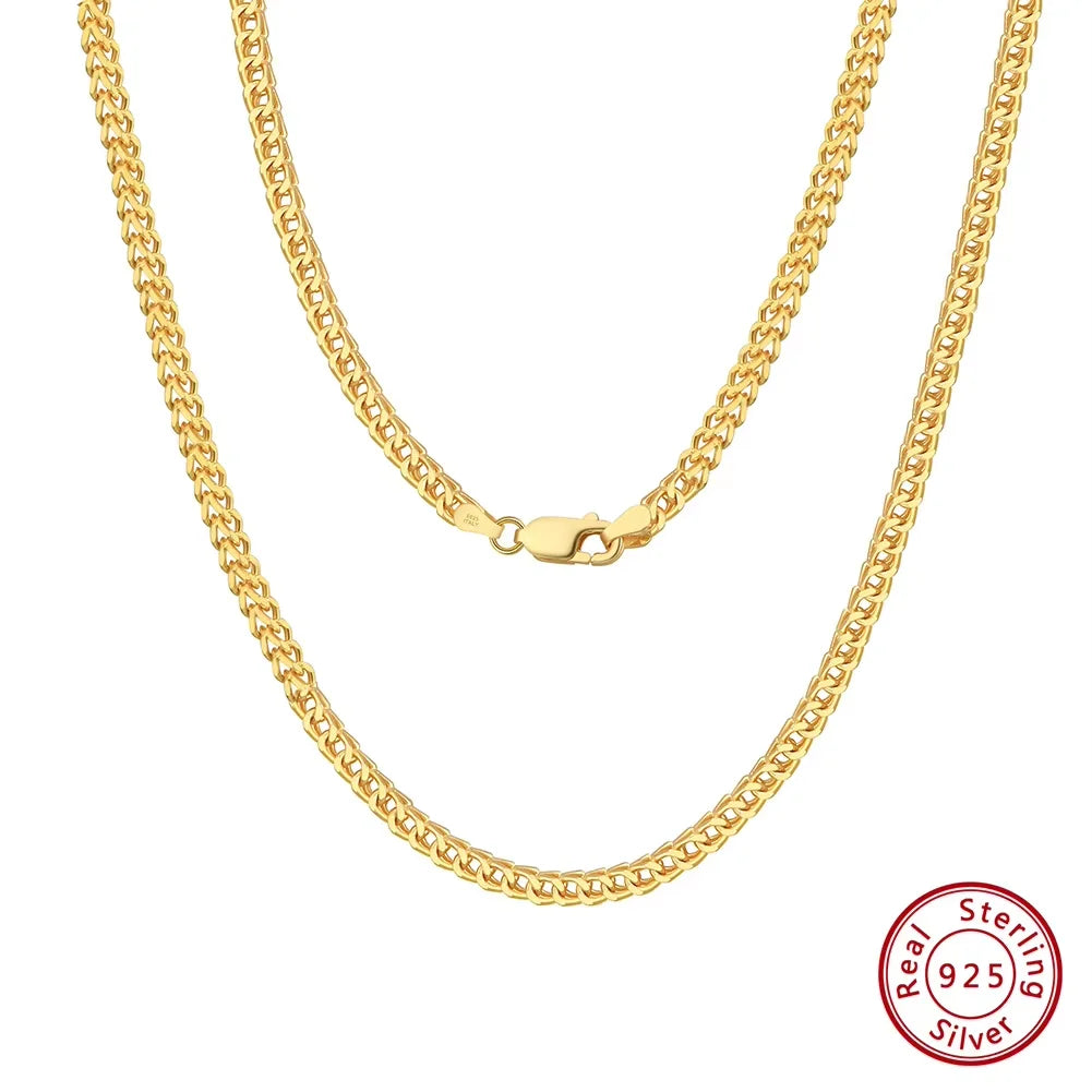 ORSA JEWELS Hip Hop 18K Gold 2.5mm Franco Chain Necklace for Men Fashion 925 Sterling Silver Choker Necklace Party Jewelry NMN13