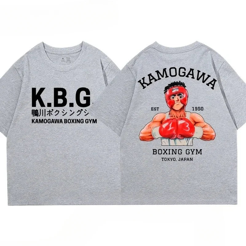 Streetwear Men Hajime No Ippo Printed Pure Cotton Vintage GYM Men's T-Shirt for Men Women Tops Funny Manga Kamagowa Boxing Gym
