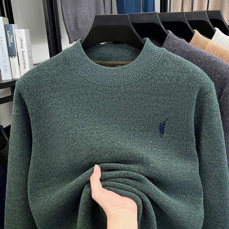 High-end designer new sweater men round neck fashion brand classic Paul embroidery luxury winter plush thick warm knit pullover