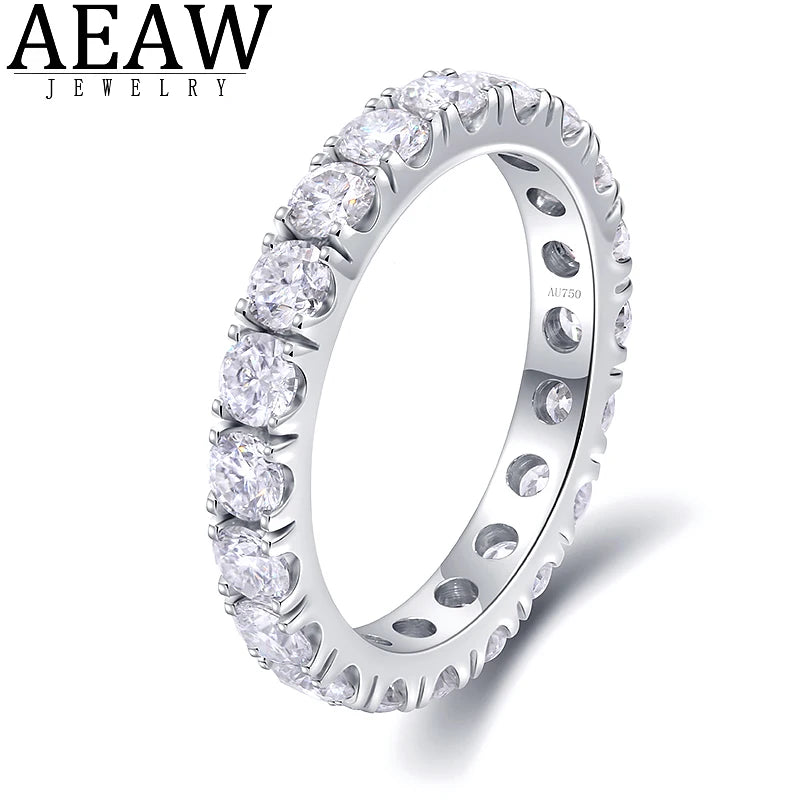 DEF Color VVS Round Cut 2.5MM Lab Grown Diamond Band Ring Full Eternity Ring 14k White Gold for Women Lady Gift