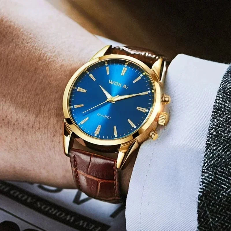High Quality Fashion Men's Business Belt Quartz Watch Personality Simple Student Waterproof Clock Retro Classic Mens Watches