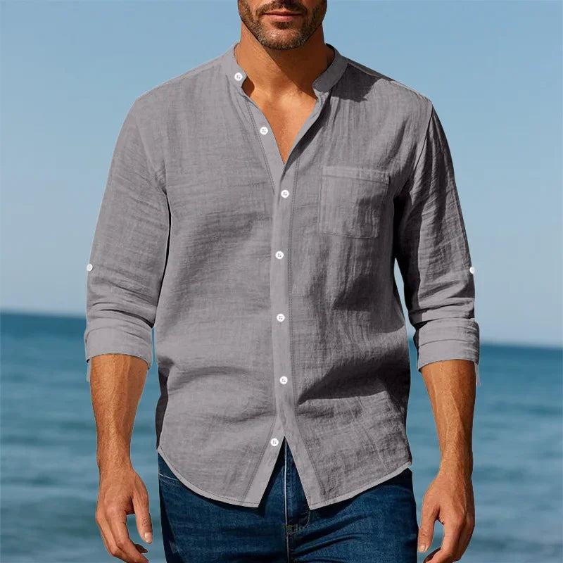 New Breathable Linen Men's Long Sleeve Shirt and Pants Spring Summer Autumn Outdoor Leisure Walking Beach Sport Outfit 1/2pieces