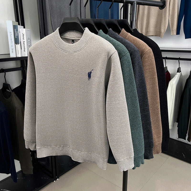 High-end designer new sweater men round neck fashion brand classic Paul embroidery luxury winter plush thick warm knit pullover