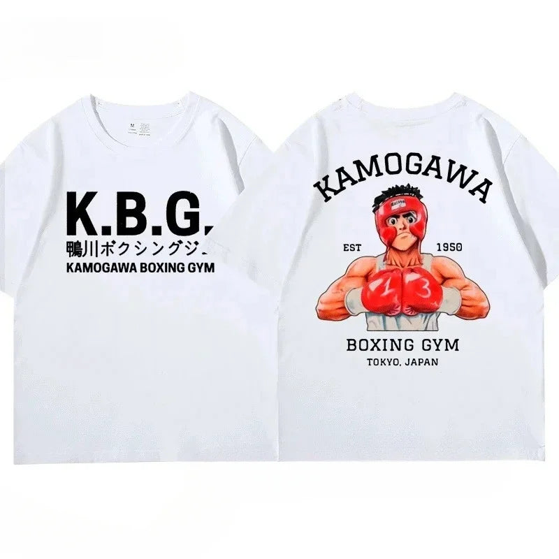 Streetwear Men Hajime No Ippo Printed Pure Cotton Vintage GYM Men's T-Shirt for Men Women Tops Funny Manga Kamagowa Boxing Gym