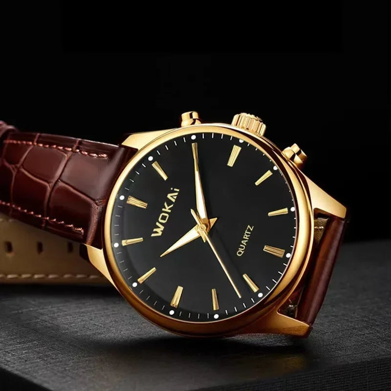 High Quality Fashion Men's Business Belt Quartz Watch Personality Simple Student Waterproof Clock Retro Classic Mens Watches