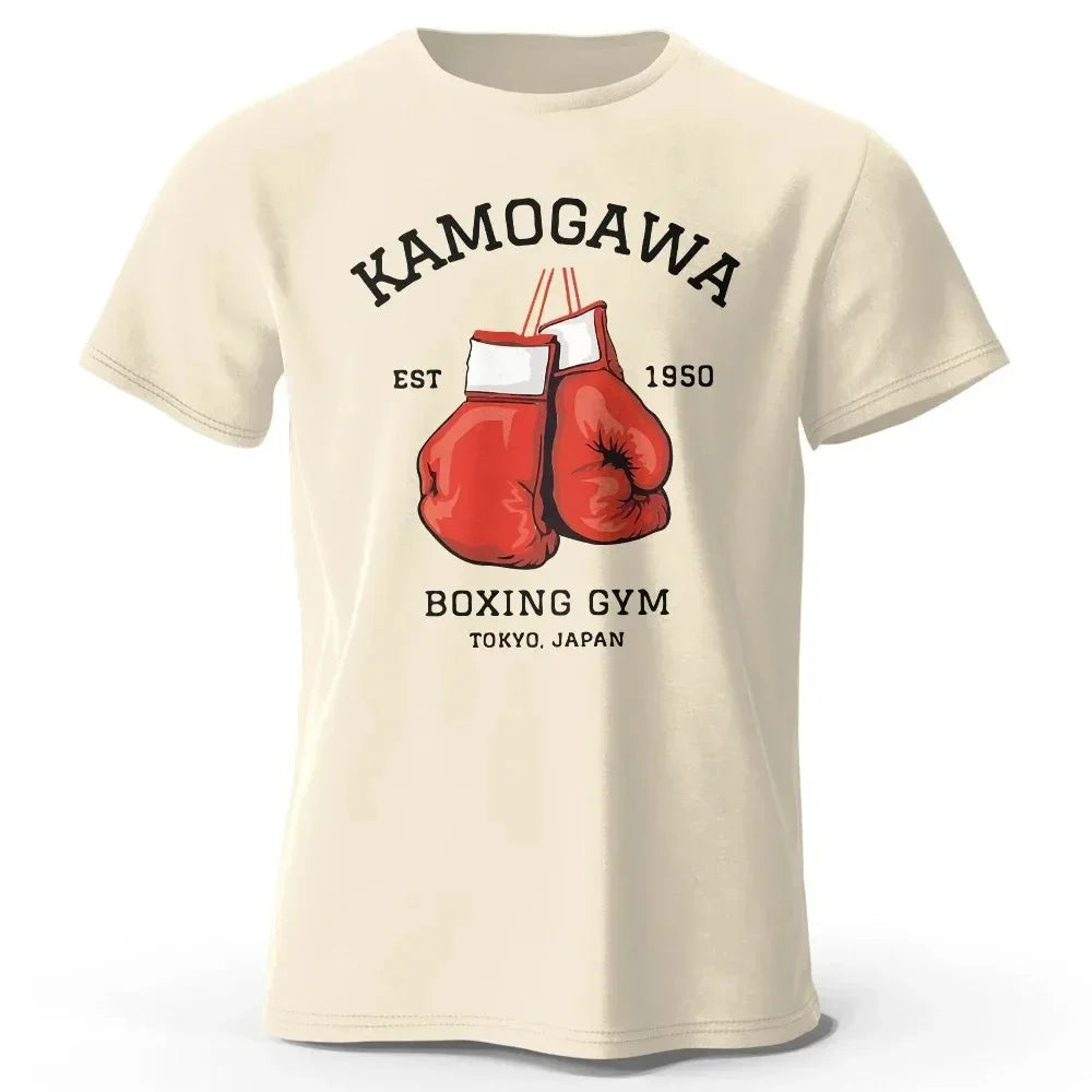 Streetwear Men Hajime No Ippo Printed Pure Cotton Vintage GYM Men's T-Shirt for Men Women Tops Funny Manga Kamagowa Boxing Gym