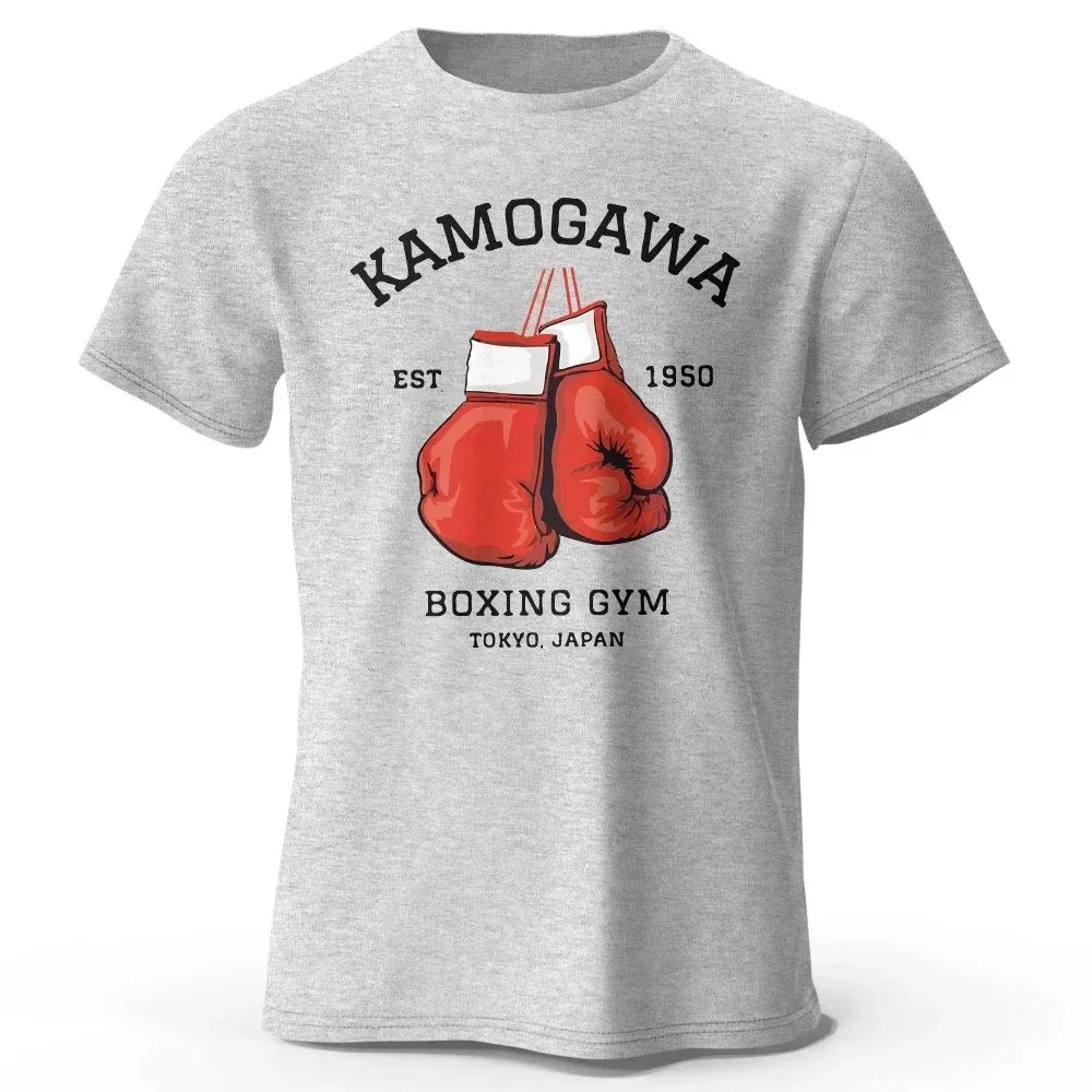 Streetwear Men Hajime No Ippo Printed Pure Cotton Vintage GYM Men's T-Shirt for Men Women Tops Funny Manga Kamagowa Boxing Gym