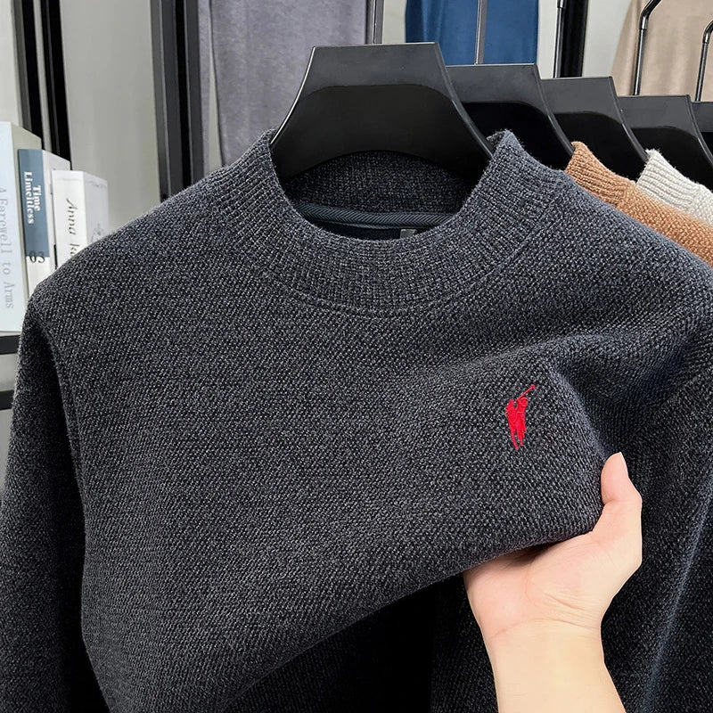 High-end designer new sweater men round neck fashion brand classic Paul embroidery luxury winter plush thick warm knit pullover