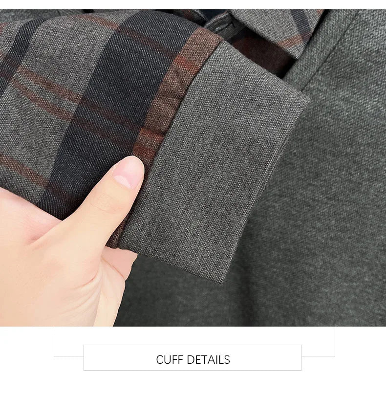 BROWON 2025 Elegant Winter T-shirt Men Thick Fleece Long Sleeve Turn Down Collar Fake Layered T-shirt Man Oversized Dad Clothes