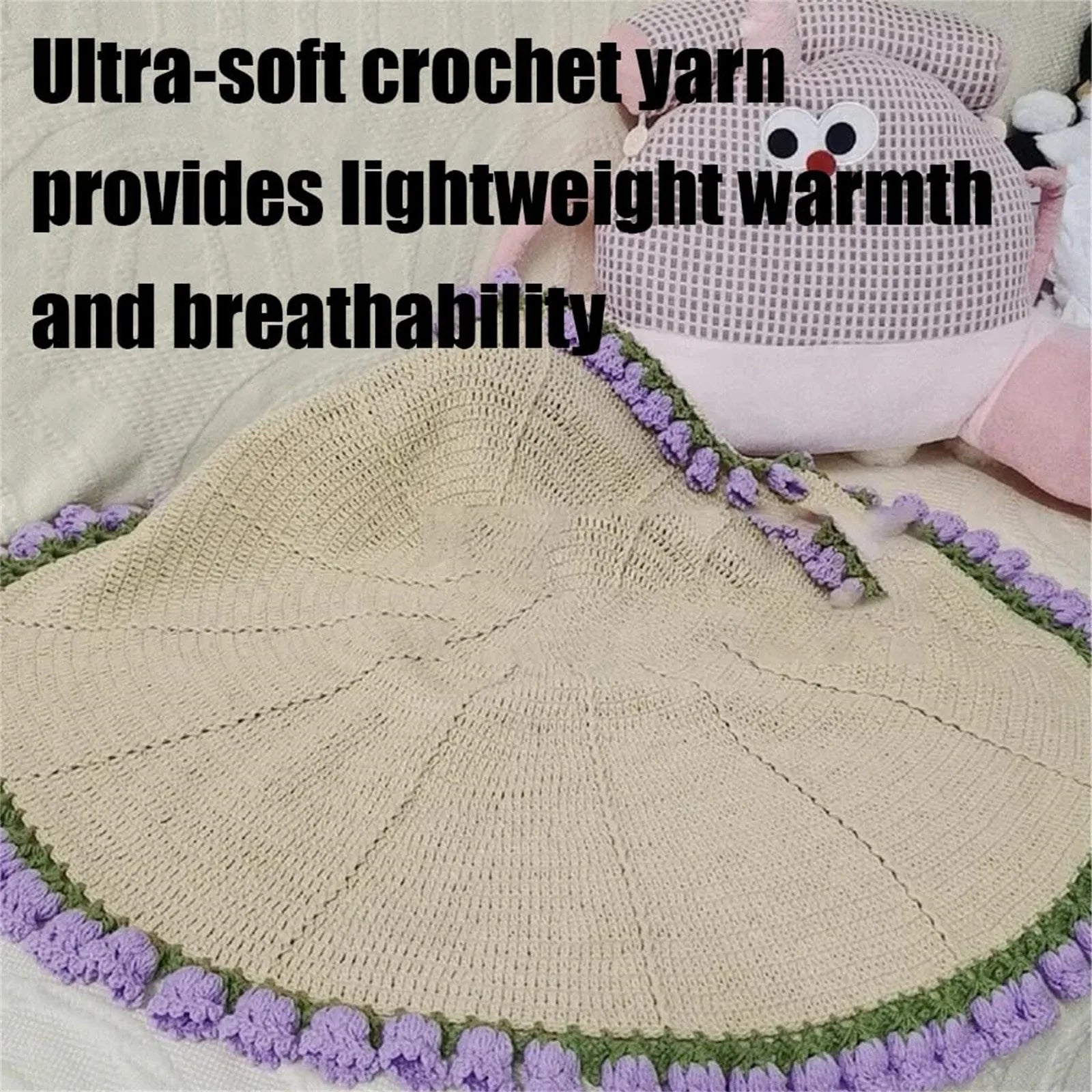 Diy Crochet Bouquet Of Flowers Hand-Woven Flower Bouquet Blanket Ultra-Soft Breathable Romantic Knitted Flowers Throw Blankets