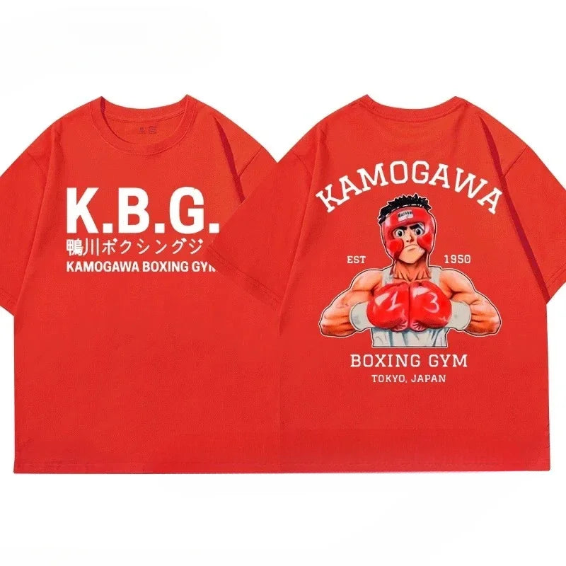 Streetwear Men Hajime No Ippo Printed Pure Cotton Vintage GYM Men's T-Shirt for Men Women Tops Funny Manga Kamagowa Boxing Gym