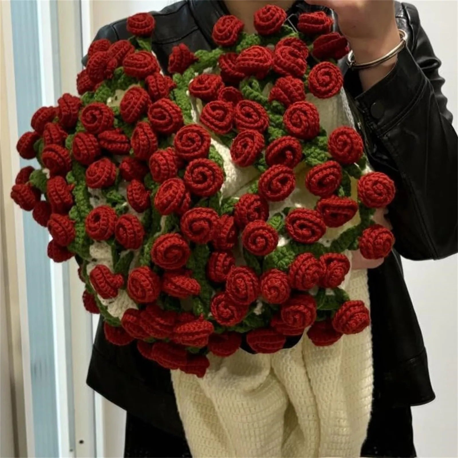 Diy Crochet Bouquet Of Flowers Hand-Woven Flower Bouquet Blanket Ultra-Soft Breathable Romantic Knitted Flowers Throw Blankets