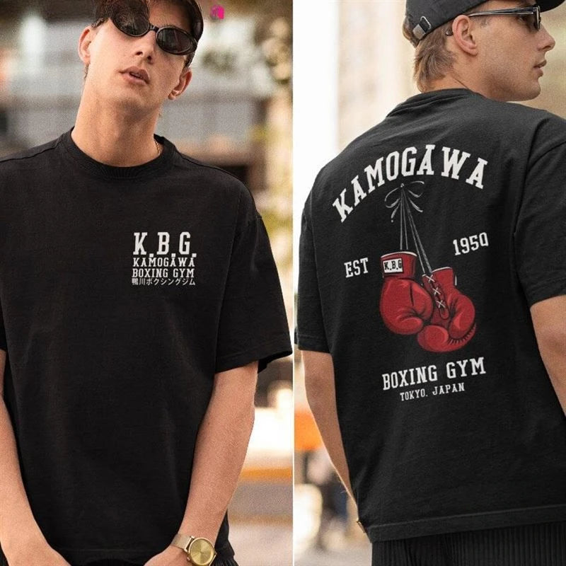 Streetwear Men Hajime No Ippo Printed Pure Cotton Vintage GYM Men's T-Shirt for Men Women Tops Funny Manga Kamagowa Boxing Gym