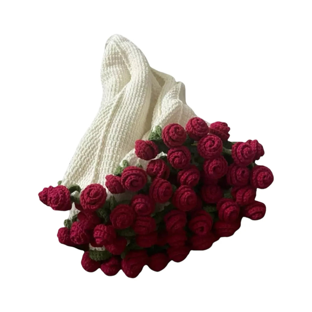 Diy Crochet Bouquet Of Flowers Hand-Woven Flower Bouquet Blanket Ultra-Soft Breathable Romantic Knitted Flowers Throw Blankets