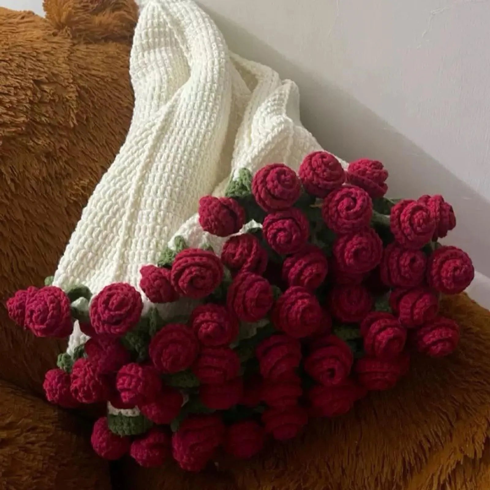 Diy Crochet Bouquet Of Flowers Hand-Woven Flower Bouquet Blanket Ultra-Soft Breathable Romantic Knitted Flowers Throw Blankets