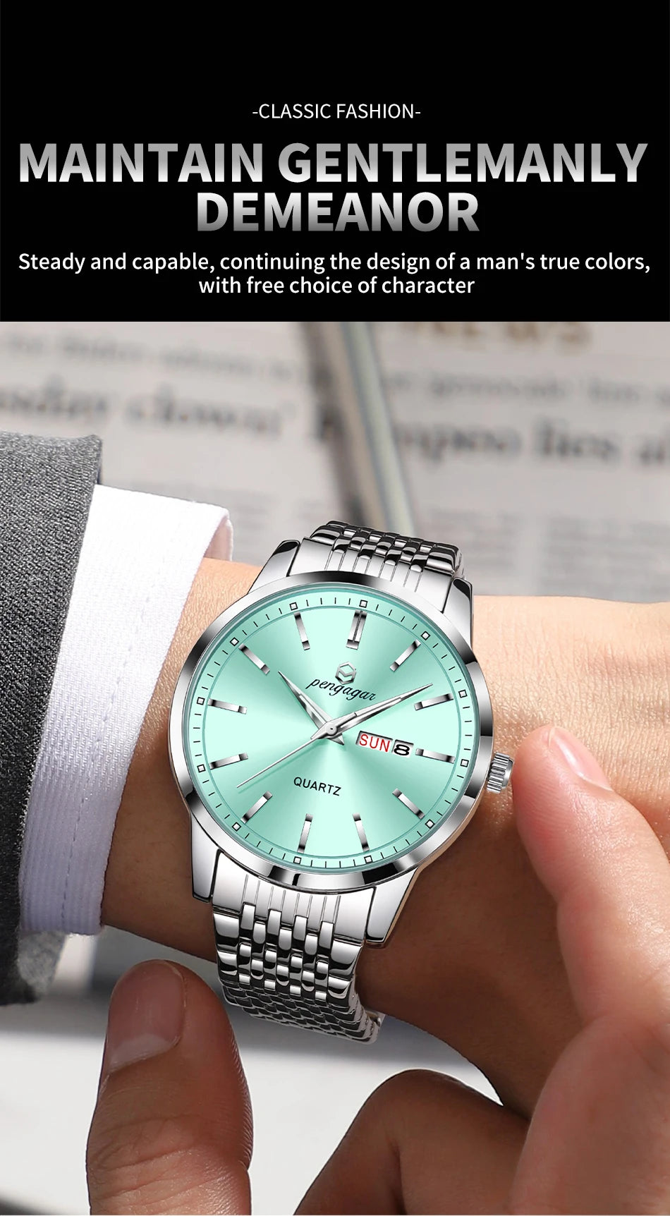 Factory Wholesale Luxury Watch For Man Waterproof Luminous Date Week Stainless Steel Men Watch Casual Quartz Men's Watches Male