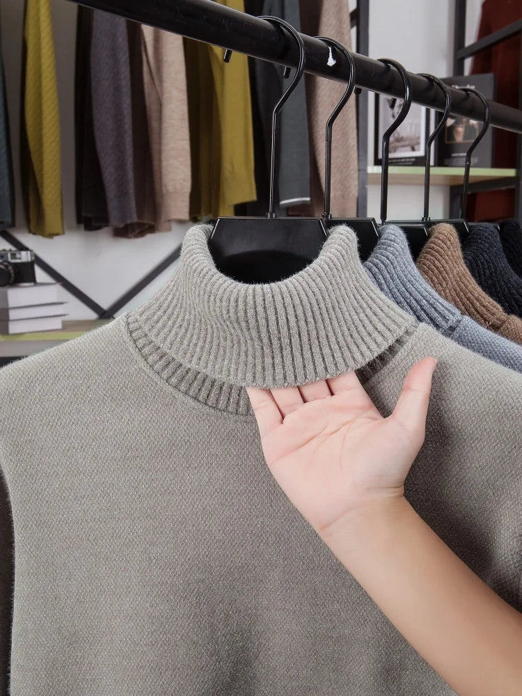 High end brand plush warm men's pullover knitted high neck comfort casual designer luxury pony embroidery fashion Paul sweater