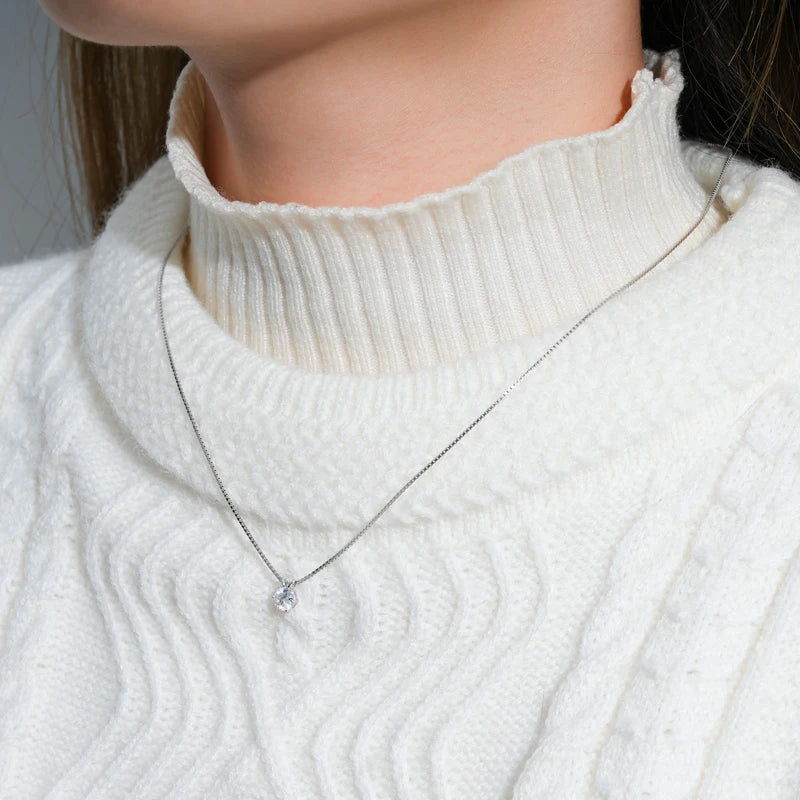 RAPRGOLD Certified 0.5-5ct Moissanite Pendant Necklaces S925 Sterling Silver Solitaire Necklace Chains For Women Jewellry Gifts