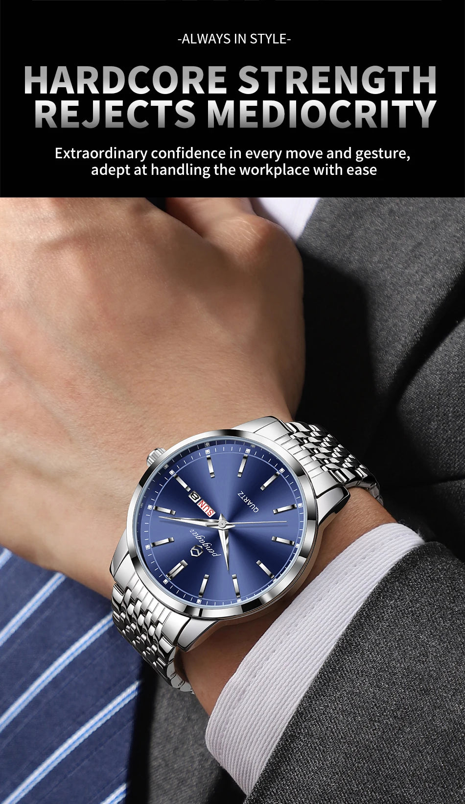 Factory Wholesale Luxury Watch For Man Waterproof Luminous Date Week Stainless Steel Men Watch Casual Quartz Men's Watches Male