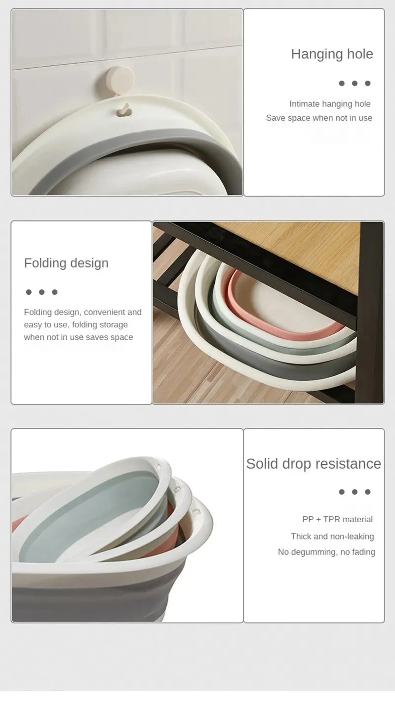 Plastic Folding Basins Portable Wash Basins Folding Laundry Tub Adult Baby Bath Basin Bathroom Kitchen Accessories Wash Basin