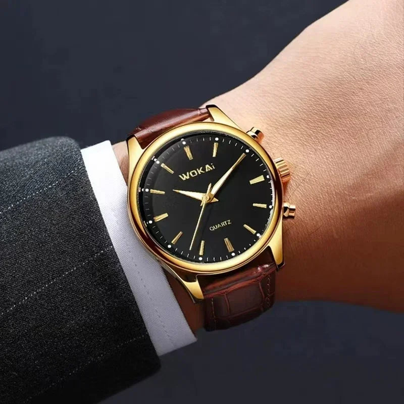 High Quality Fashion Men's Business Belt Quartz Watch Personality Simple Student Waterproof Clock Retro Classic Mens Watches