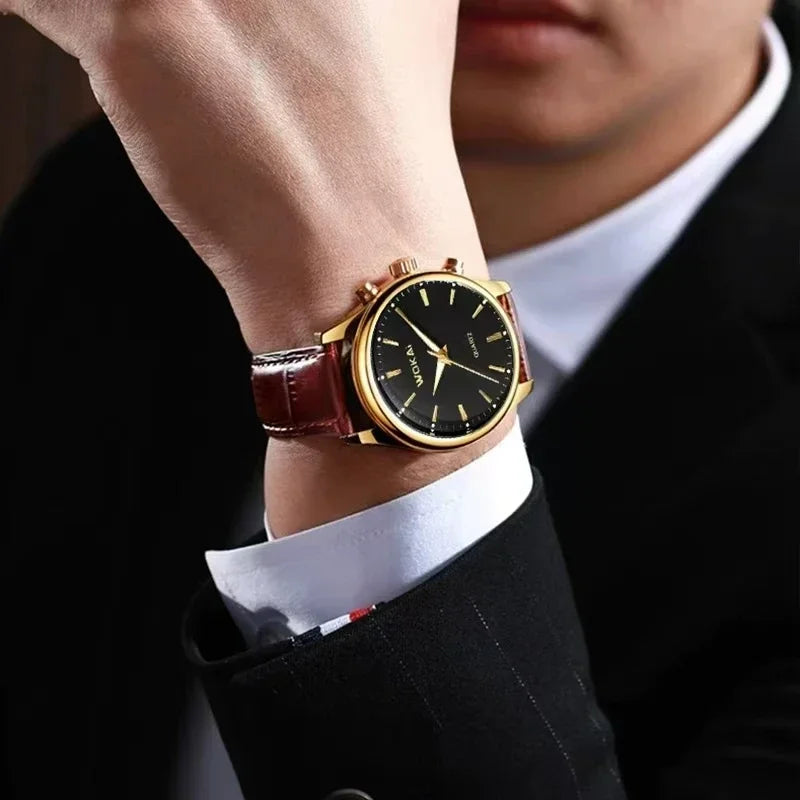High Quality Fashion Men's Business Belt Quartz Watch Personality Simple Student Waterproof Clock Retro Classic Mens Watches