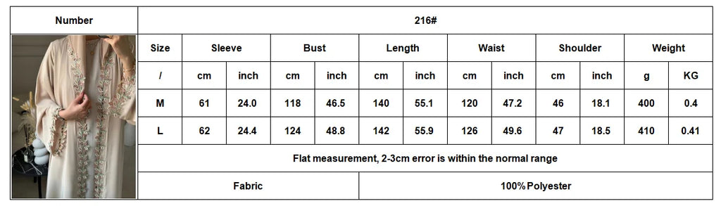 Green Muslim Abaya Long length Robe with Artistic Leaf Embroidery for Women Seeking a Blend of Traditional and Stylish Design