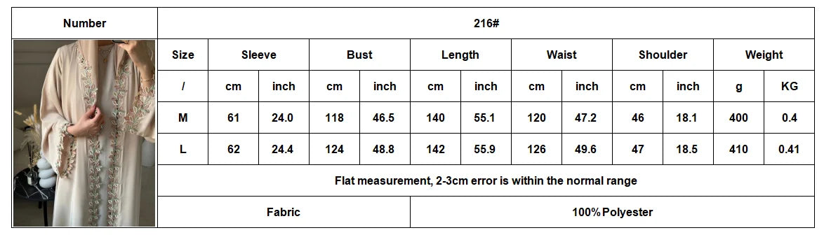 Green Muslim Abaya Long length Robe with Artistic Leaf Embroidery for Women Seeking a Blend of Traditional and Stylish Design