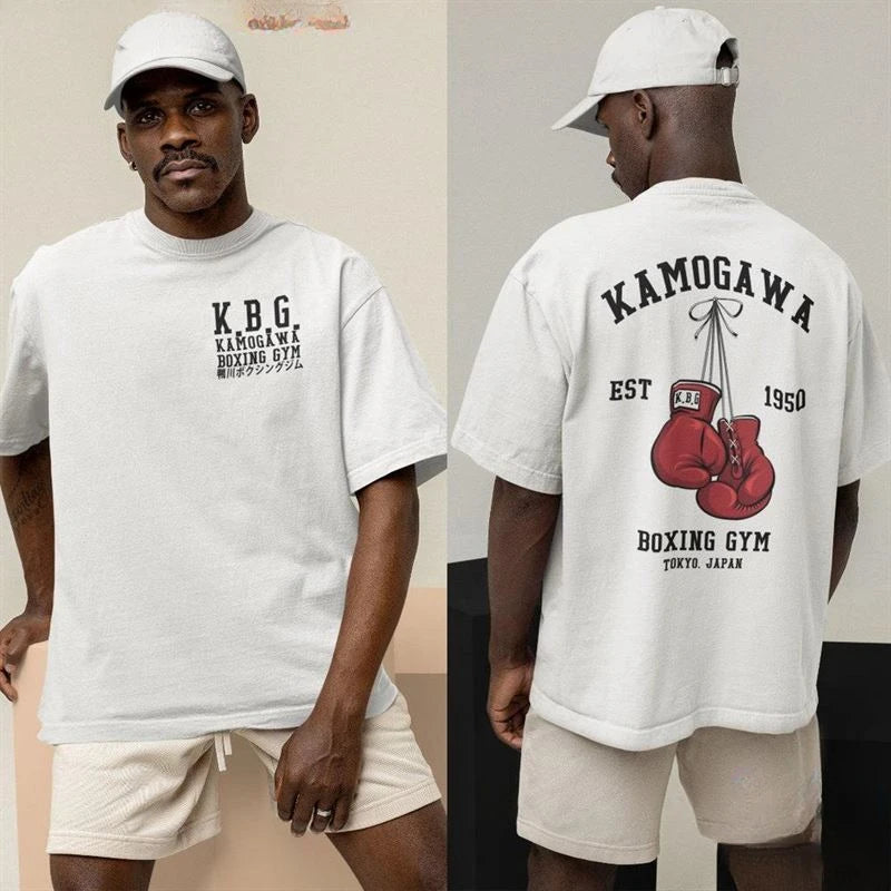 Streetwear Men Hajime No Ippo Printed Pure Cotton Vintage GYM Men's T-Shirt for Men Women Tops Funny Manga Kamagowa Boxing Gym