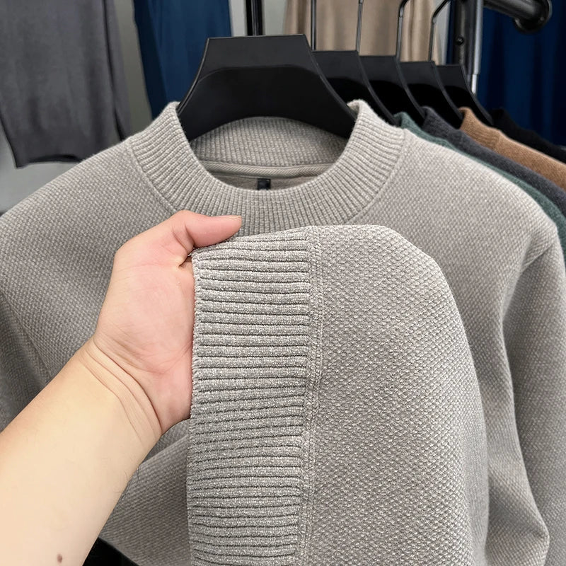 High-end designer new sweater men round neck fashion brand classic Paul embroidery luxury winter plush thick warm knit pullover