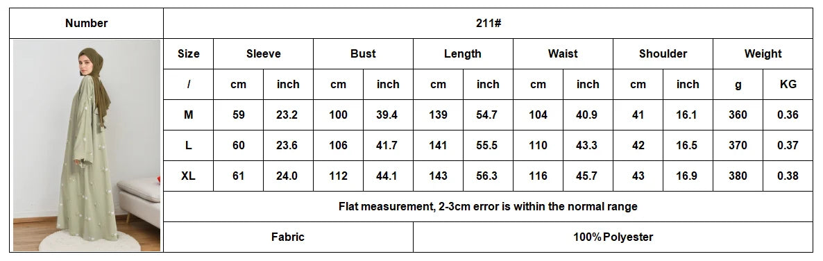 Stylish Muslim Islamic Abaya for Women Light Green Floral Embroidery Delicate Cuffs Ideal for UAE Saudi Arabia Qatar