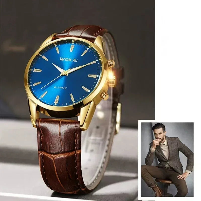 High Quality Fashion Men's Business Belt Quartz Watch Personality Simple Student Waterproof Clock Retro Classic Mens Watches