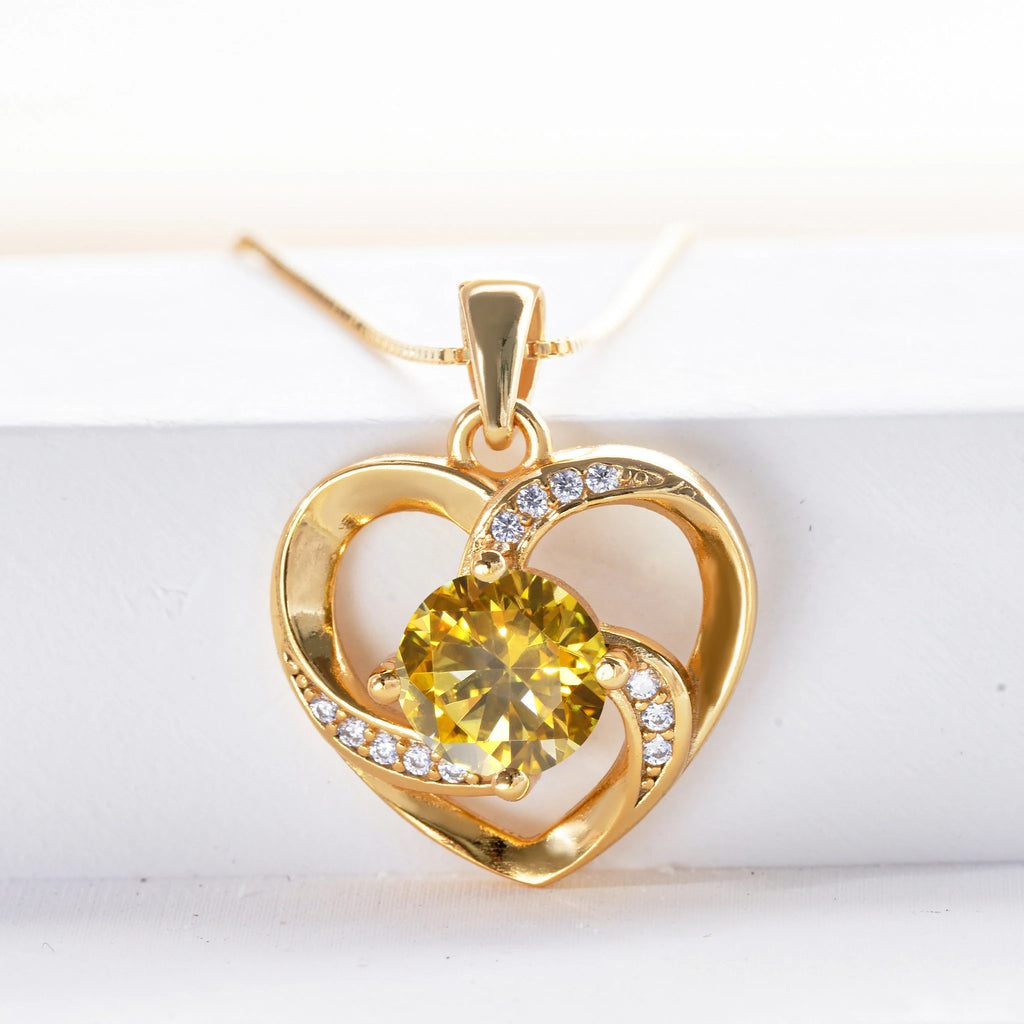 Gold Plated 1CT Moissanite Pendant Necklace For Women Classic Heart Pendant Wedding Jewelry 925 Sterling Silver GRA Moissanite