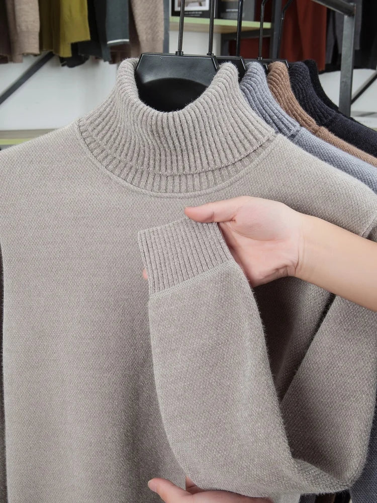 High end brand plush warm men's pullover knitted high neck comfort casual designer luxury pony embroidery fashion Paul sweater