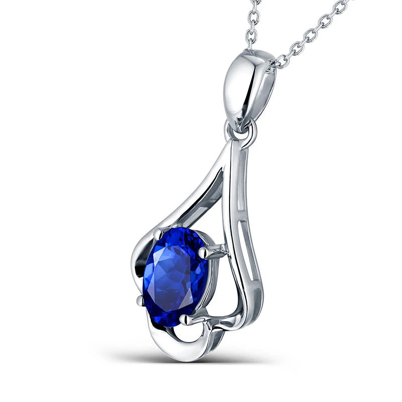 Retro Necklace Silver 925 Jewelry Oval Shaped Ruby Gemstone Pendant Accessories for Women Wedding Engagement Promise Party Gift