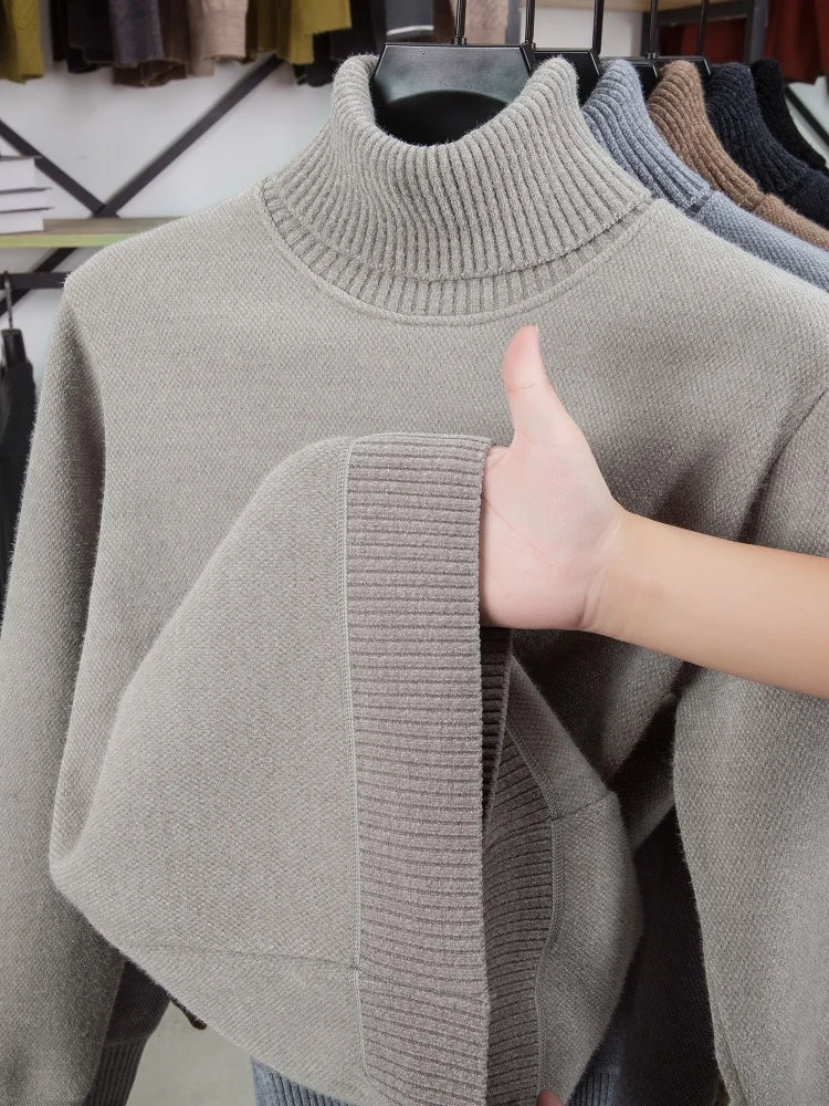 High end brand plush warm men's pullover knitted high neck comfort casual designer luxury pony embroidery fashion Paul sweater