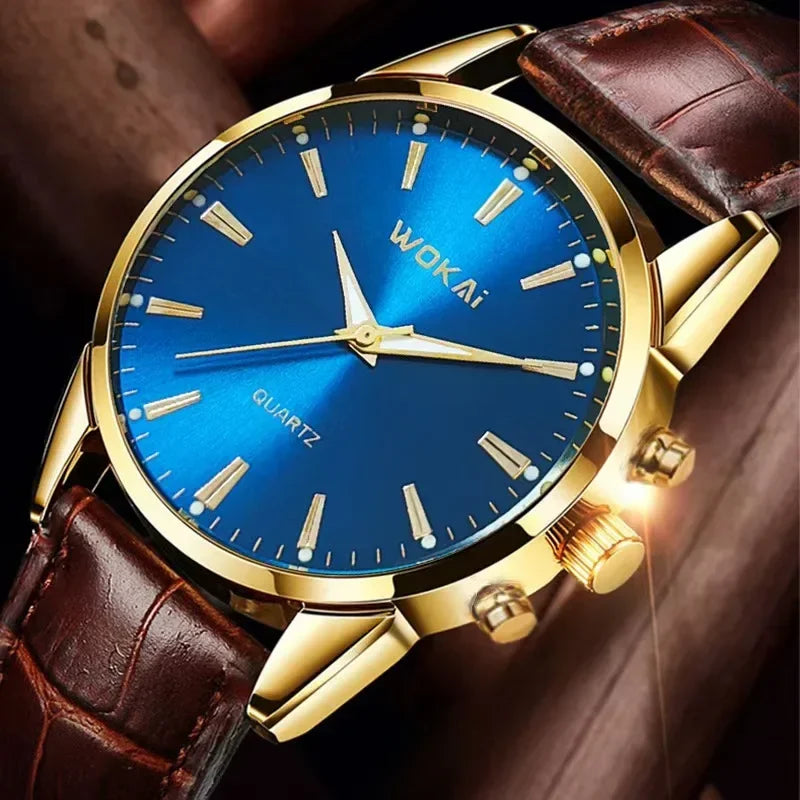 High Quality Fashion Men's Business Belt Quartz Watch Personality Simple Student Waterproof Clock Retro Classic Mens Watches